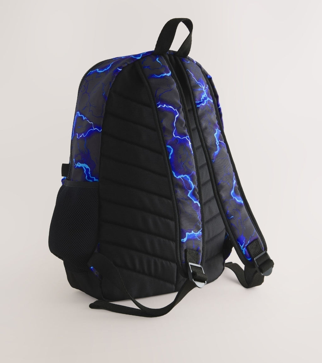 Blue/Black Lightning Print Backpack 16 inches