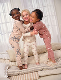 Ecru/Brown Bow Print Snuggle Pyjamas 3Pack