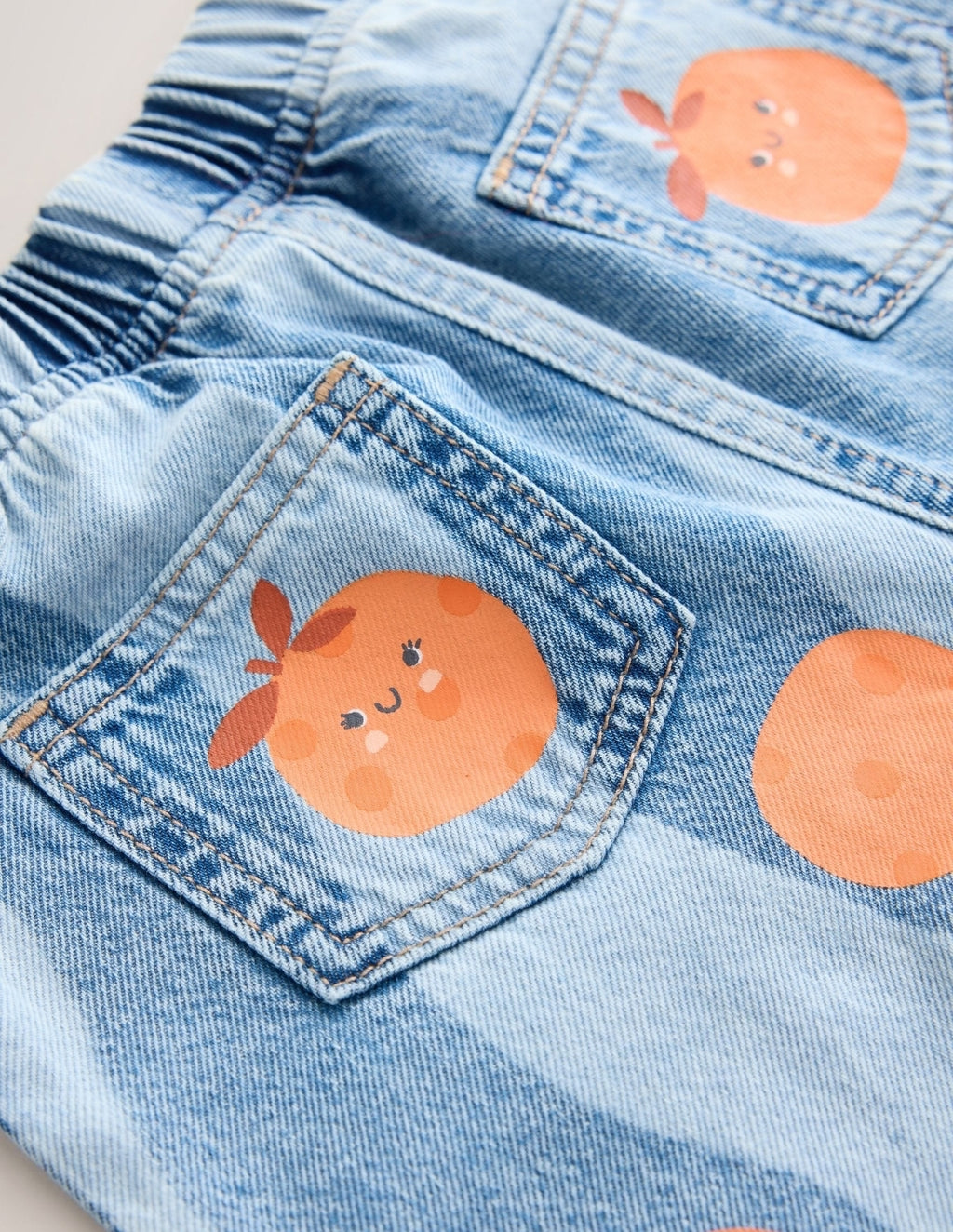 Denim Orange Printed Jeans