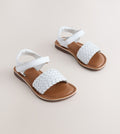 White Wide Fit (G) Leather 
Sandals with Touch Fastening
