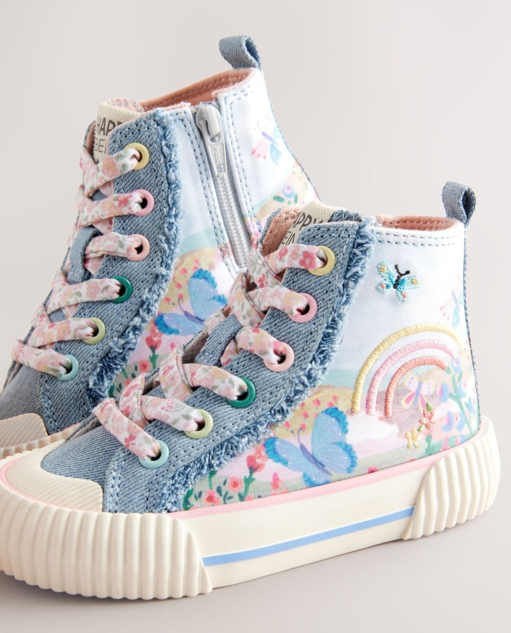 Denim Blue Rainbow Standard Fit
(F) High Top Trainers