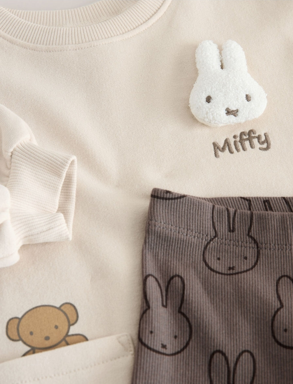Cream Miffy Sweat Dress & Leggings Set