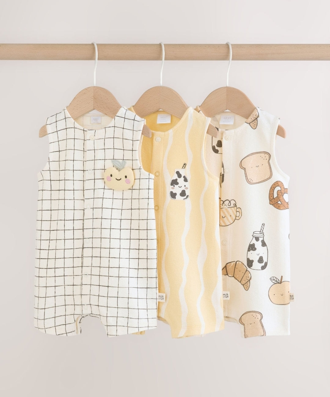 Milk Club Printed Jersey Baby
Rompers 3 Pack