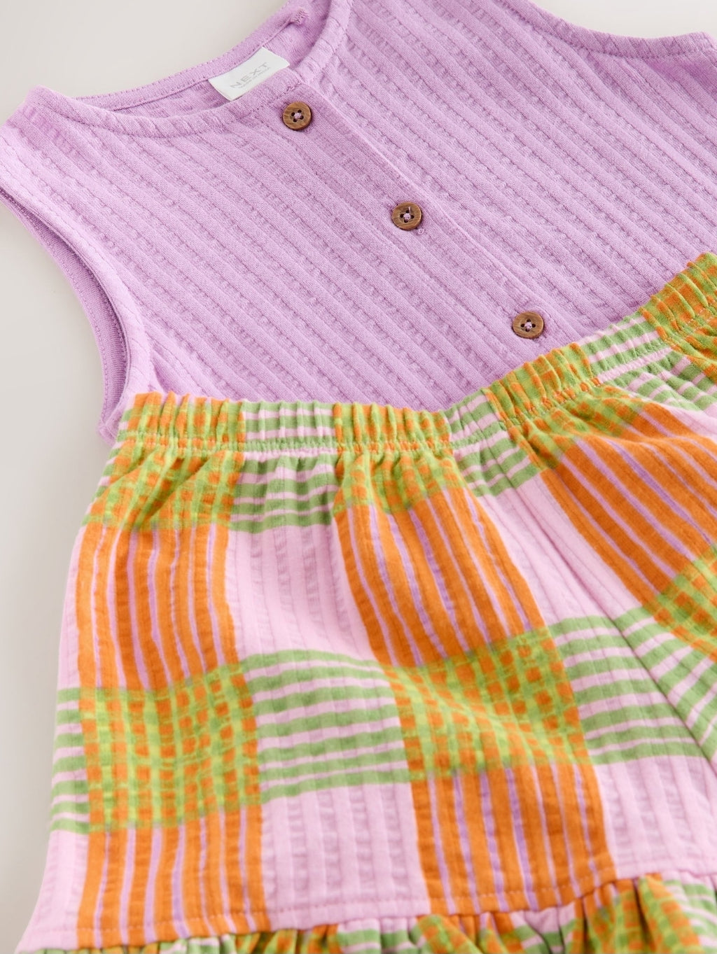 Lilac Purple Check Peplum Vest and Shorts Set