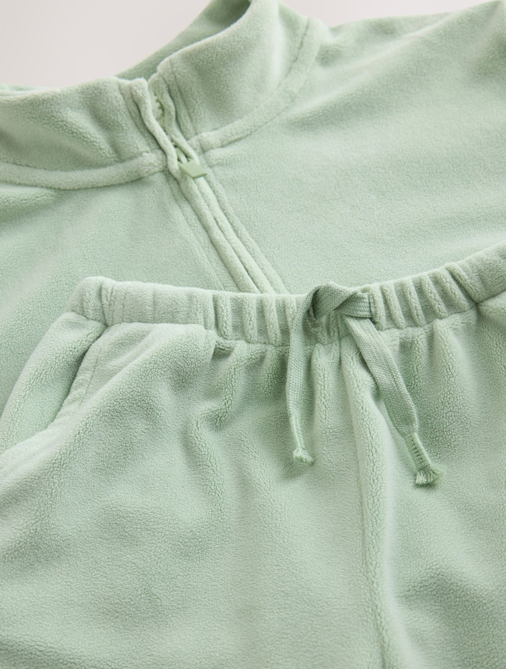 Green Fleece Half Zip Top and Barrel Trousers Set