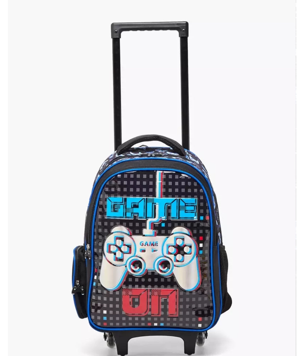 Game Print 5-Piece School Trolley Bag Set 16 inches