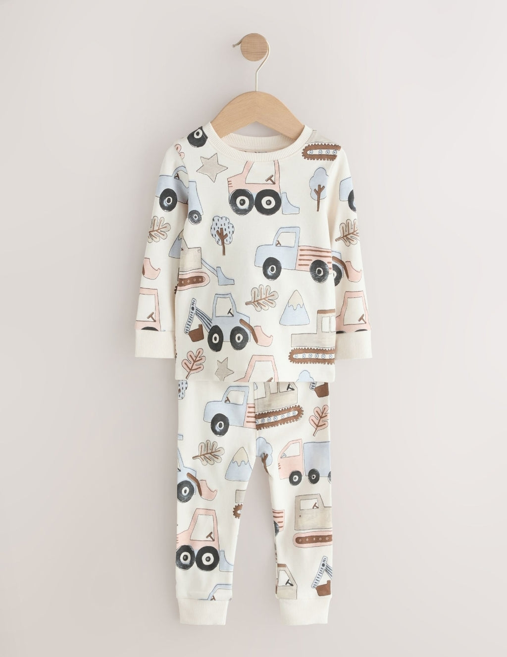 Blue/Ecru Digger Snuggle Pyjamas 3 Pack