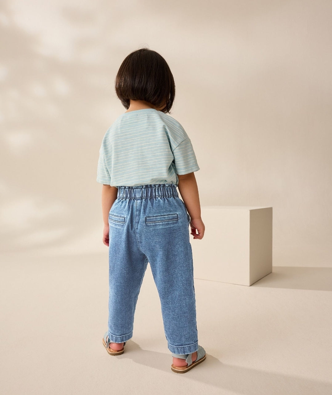 Light Wash Tie Waist Jeans