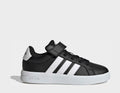 adidas Black/White Grand Court 3.0 Elastic Lace Kids Trainers