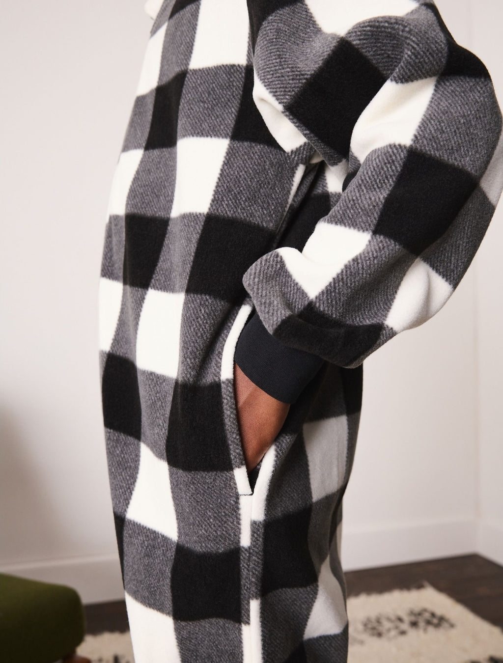 Navy/Ecru Check Fleece All-In-One