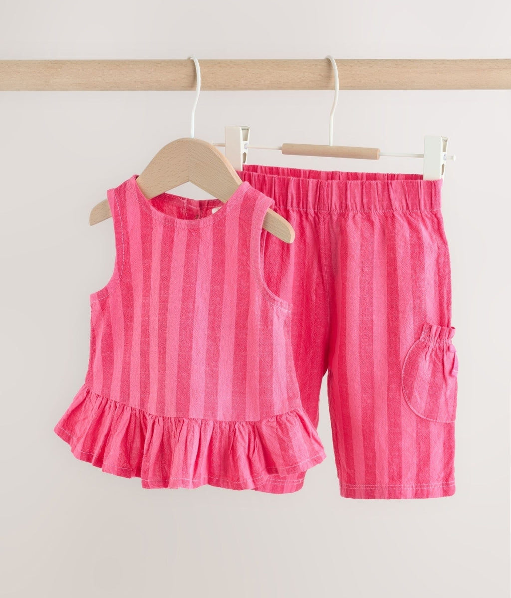 Red Stripe Baby Woven Top and Trousers Set 2 Piece