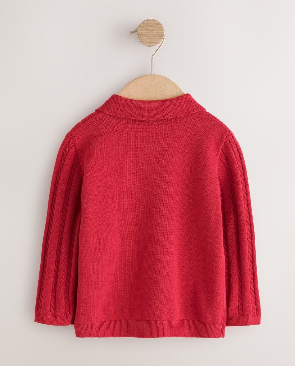 Red Cable Knit Polo Shirt