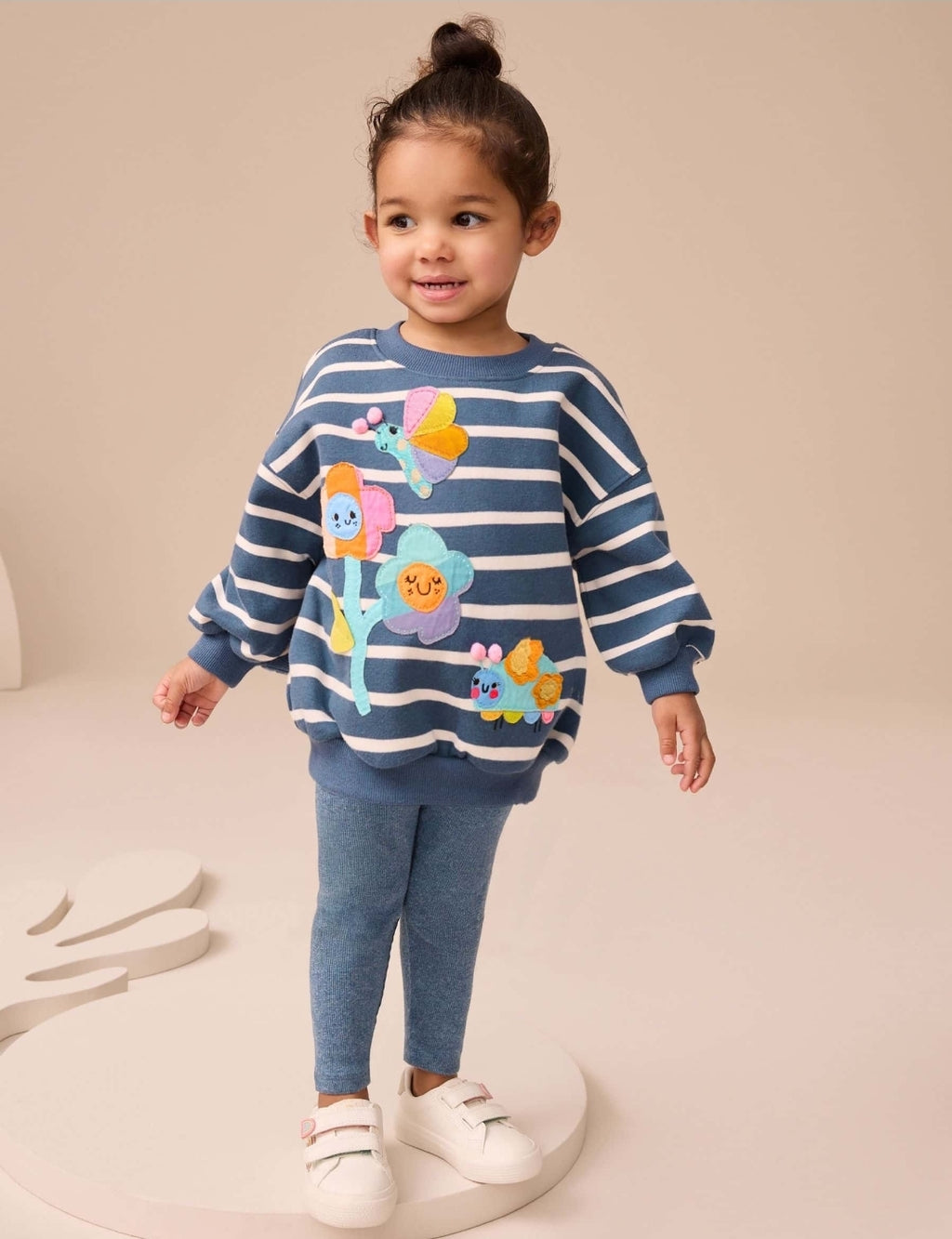 Navy Stripe Characters Sweatshirt and Leggings Set