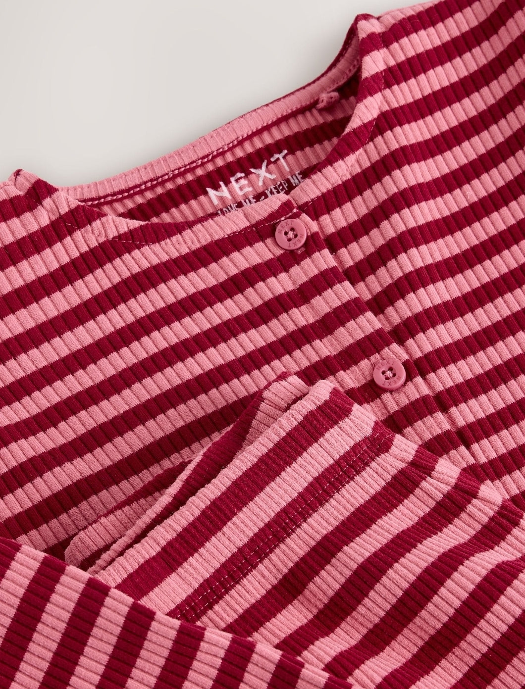 Pink Stripe Ribbed Cardigan and Wide Leg Trousers Set