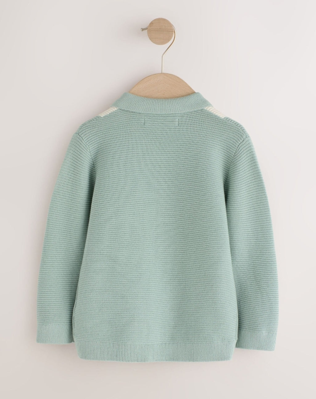 Blue Stripe Knitted Zip Up Polo Shirt