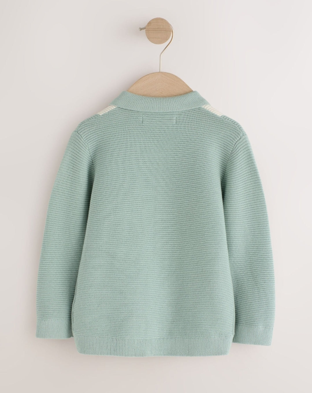 Blue Stripe Knitted Zip Up Polo Shirt