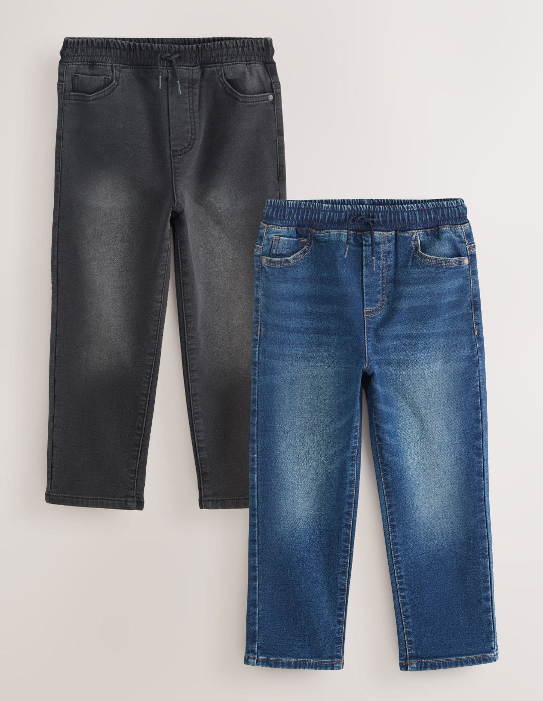 Black/Navy Loose Fit Loose Fit Stretch
Elasticated Waist Jeans 2 Pack