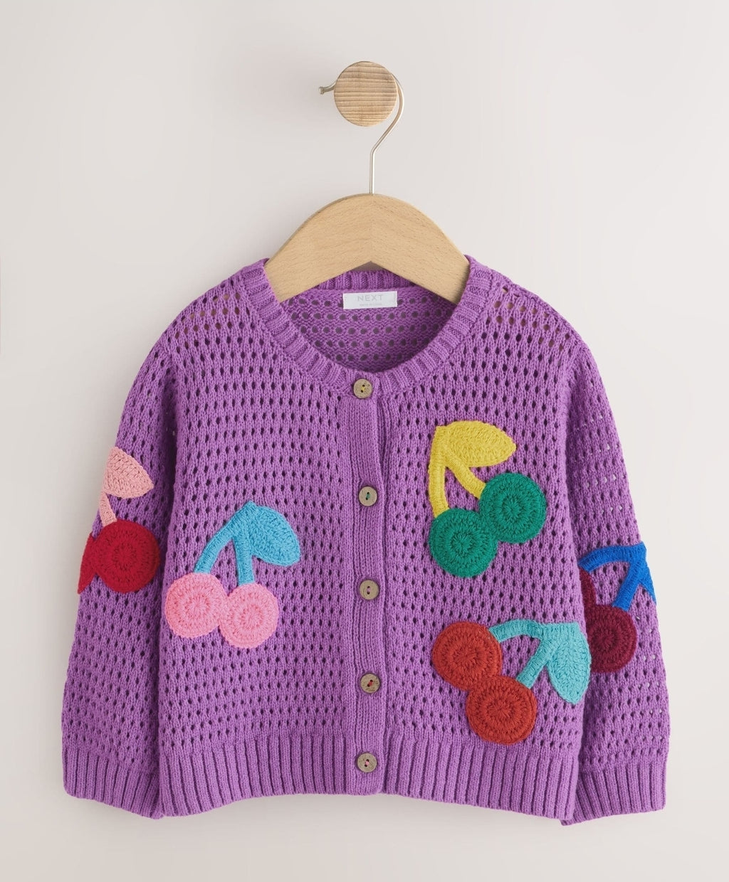 Purple Cherry Crochet Cardigan