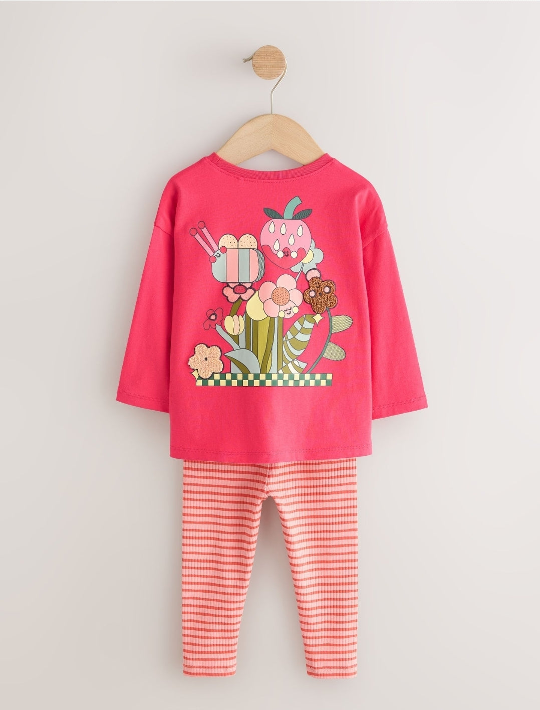 Bright Pink Long Sleeve Top and Leggings Set