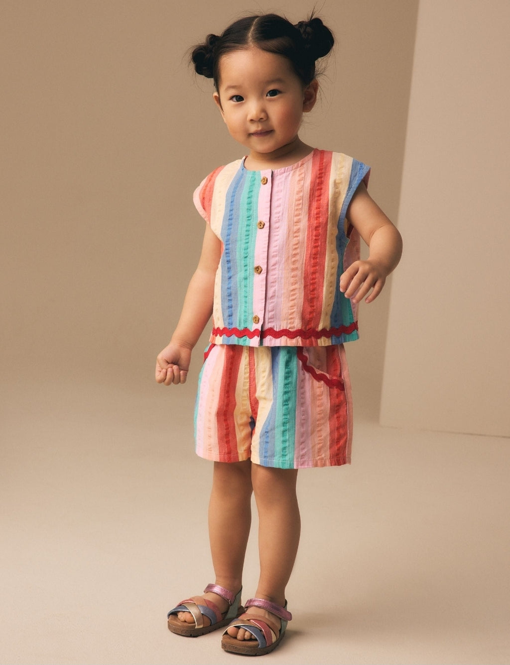 Rainbow Check Ric Rac Sleeveless
Top & Shorts Set