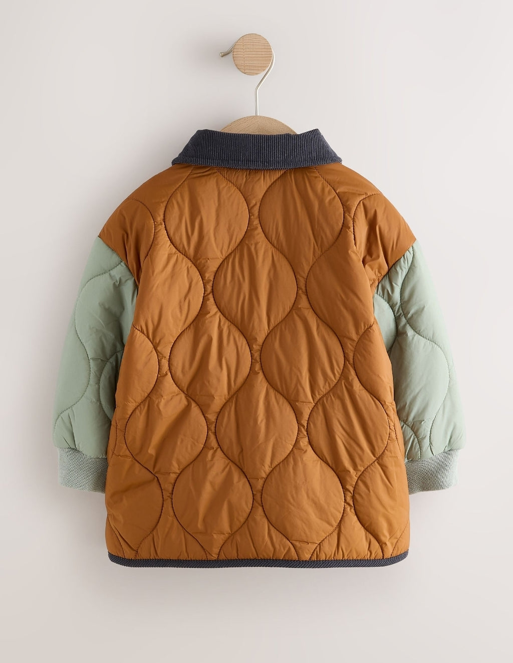 Rust Brown Colourblock Lightweight Quilted Jacket