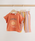 Rust Brown Short Sleeve Baby Top And Wide Leg 2 Piece Set