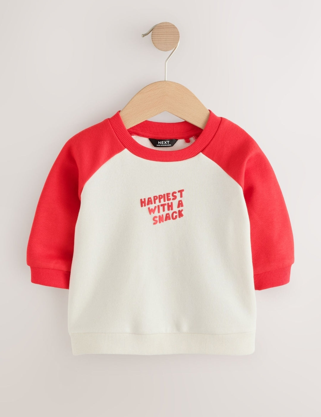 Red/White Happiest WithA Snack Printed Crew Neck Sweat Top