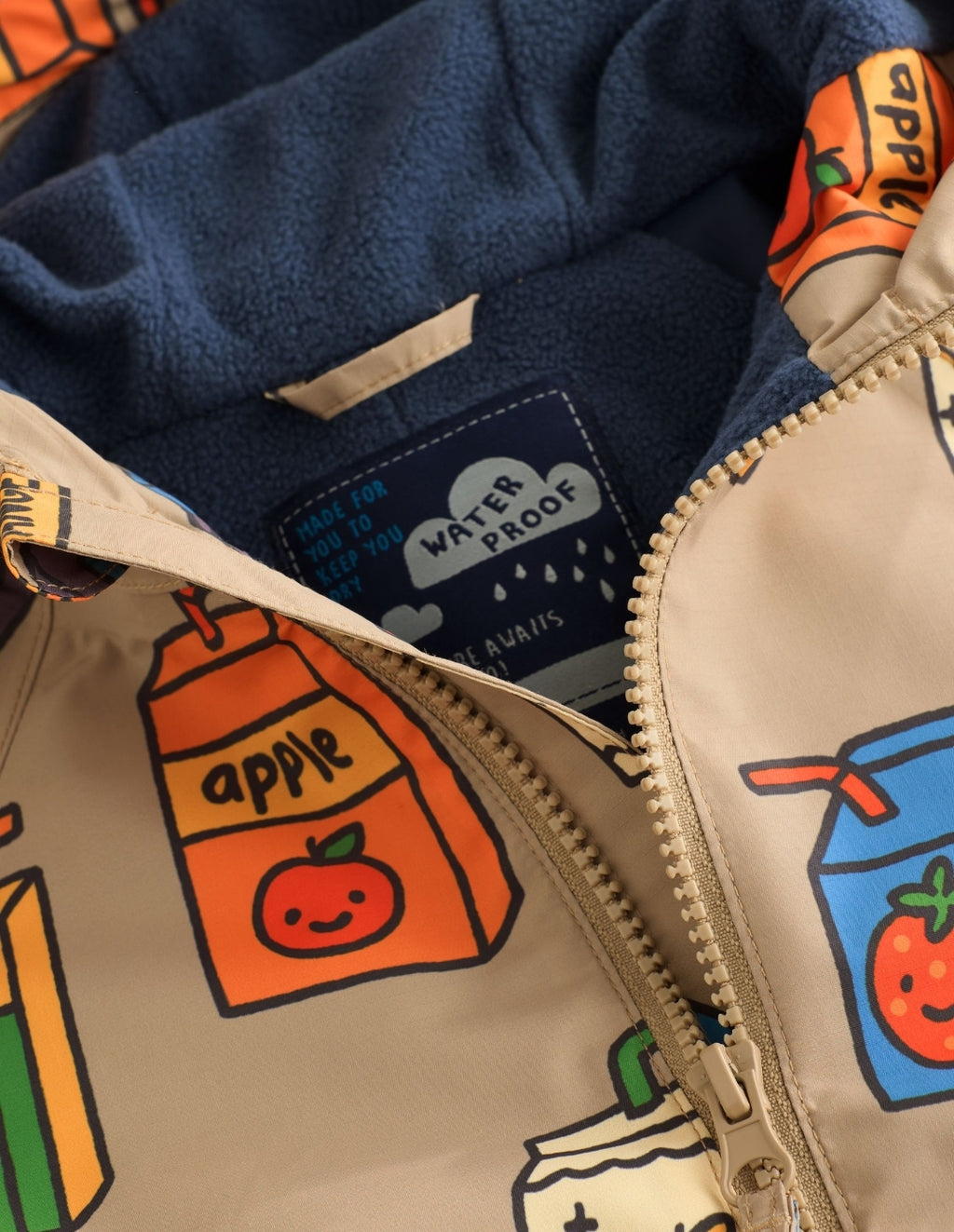 Juice Box Print Waterproof Fleece Lined Puddlesuit