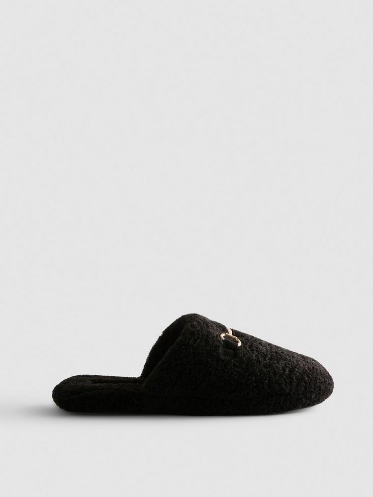 Primark Snaffle Bit Borg Mule Slippers Open