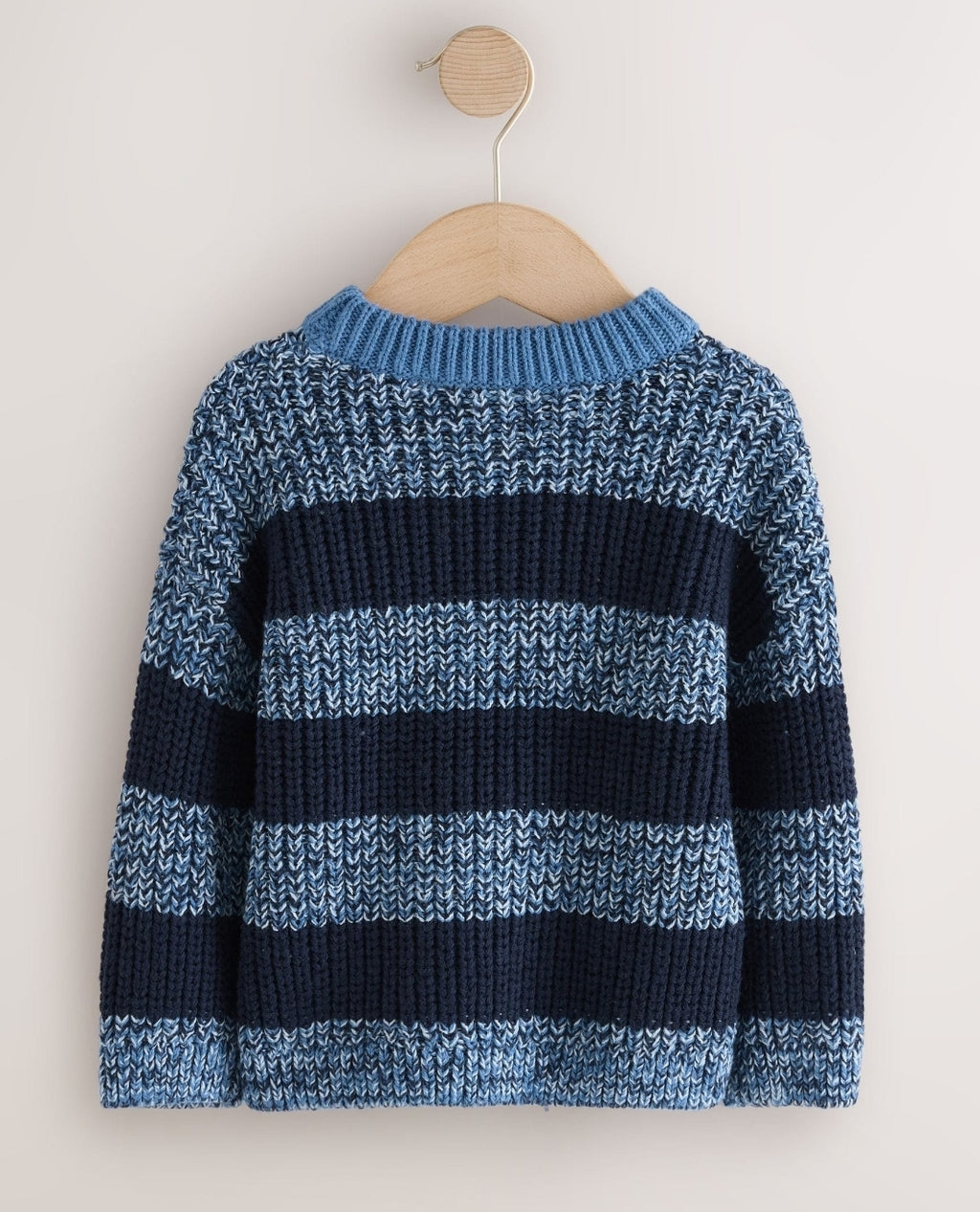 Blue/Navy Stripe Knitted Crew
Neck Jumper