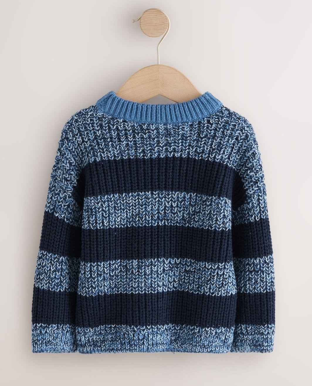 Blue/Navy Stripe Knitted Crew
Neck Jumper