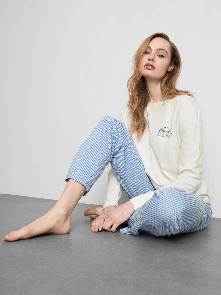 Printed Cotton Crewneck Pyjama Set
