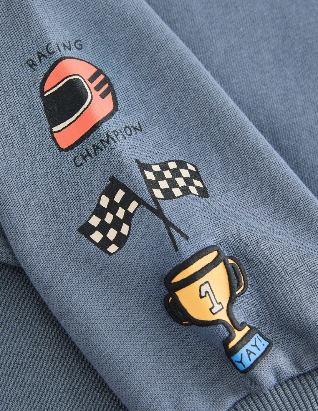 Grey Back Printed Crew Neck Sweat Top