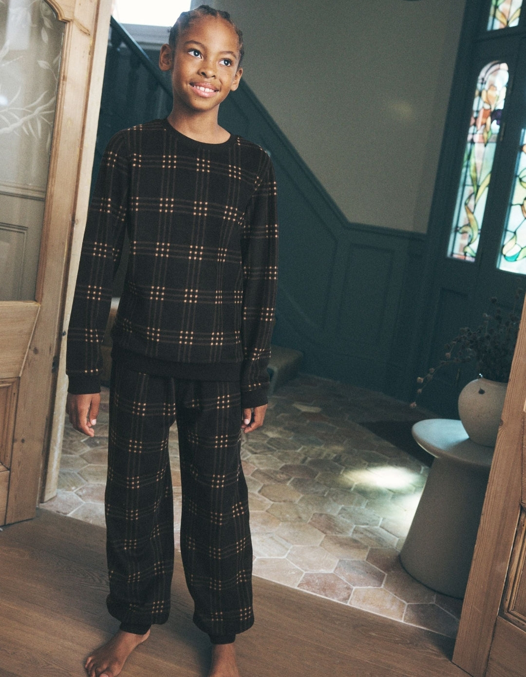 Black/Neutral Check Cosy Fleece
Pyjamas Set