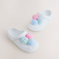 White Monster Pom Clogs