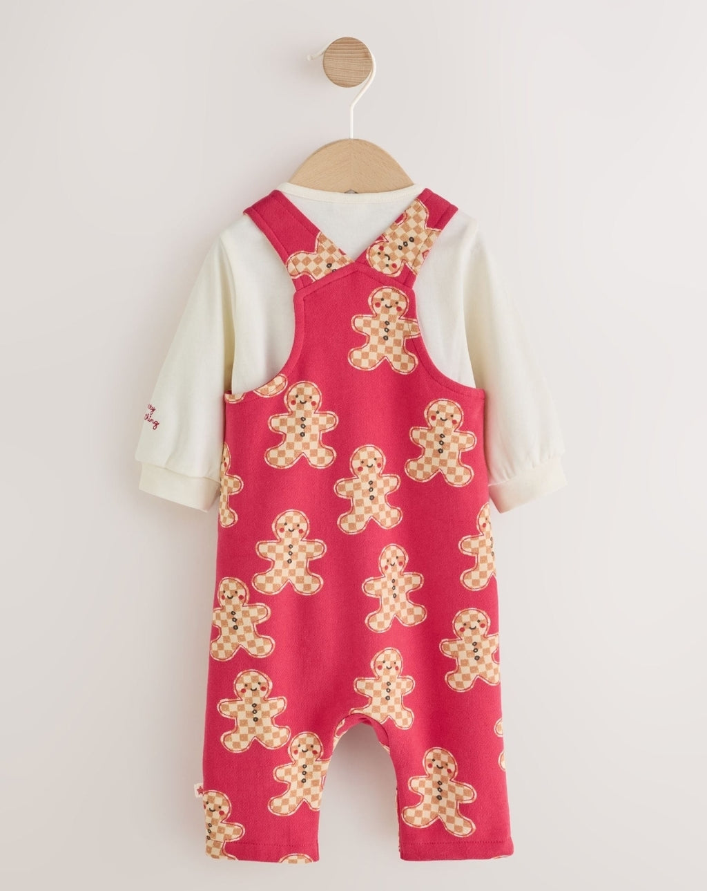 Red Gingerbread Man Jersey Christmas Dungaree and Bodysuit