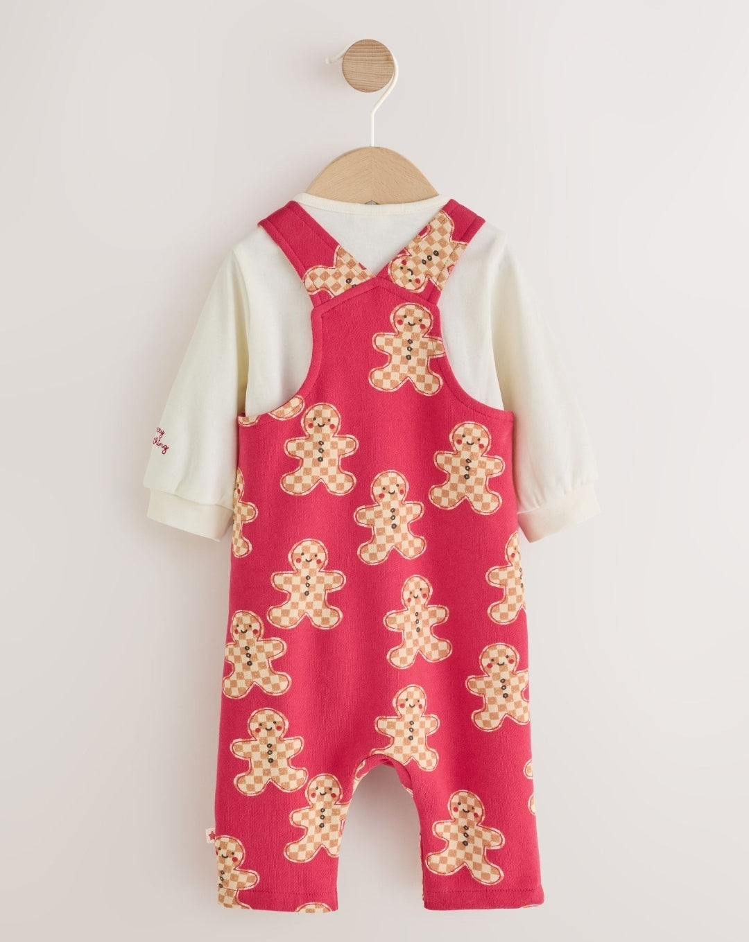 Red Gingerbread Man Jersey Christmas Dungaree and Bodysuit