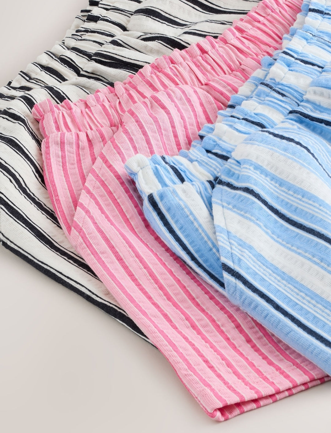 Blue/Pink Stripe Textured Shorts