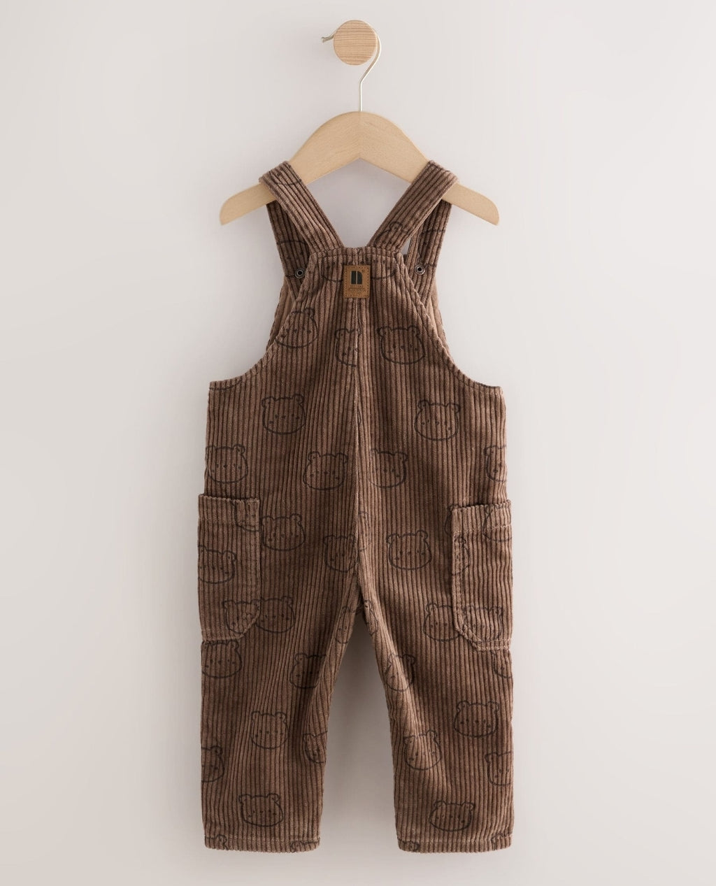 Brown Bear Print Corduroy Dungarees