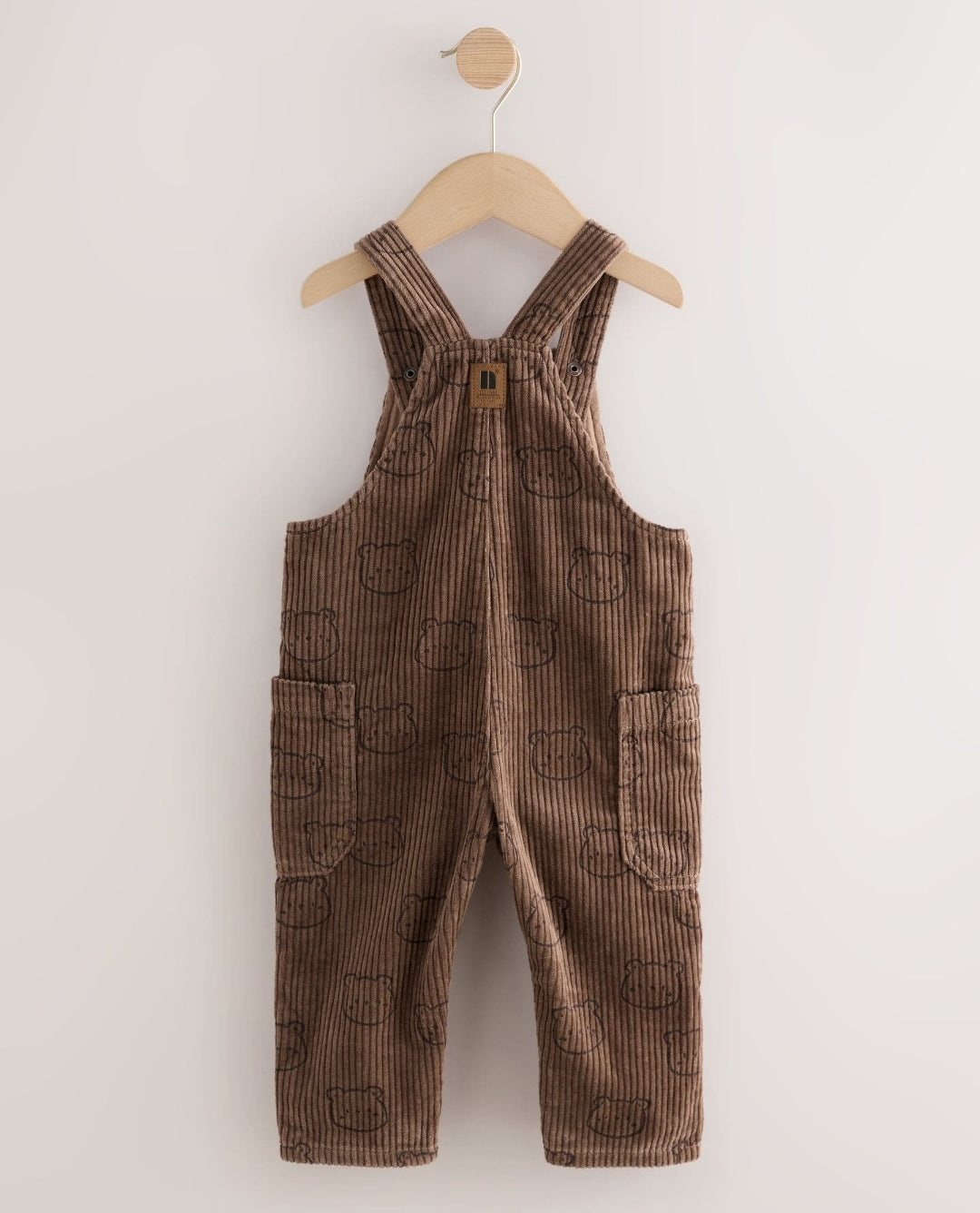 Brown Bear Print Corduroy Dungarees