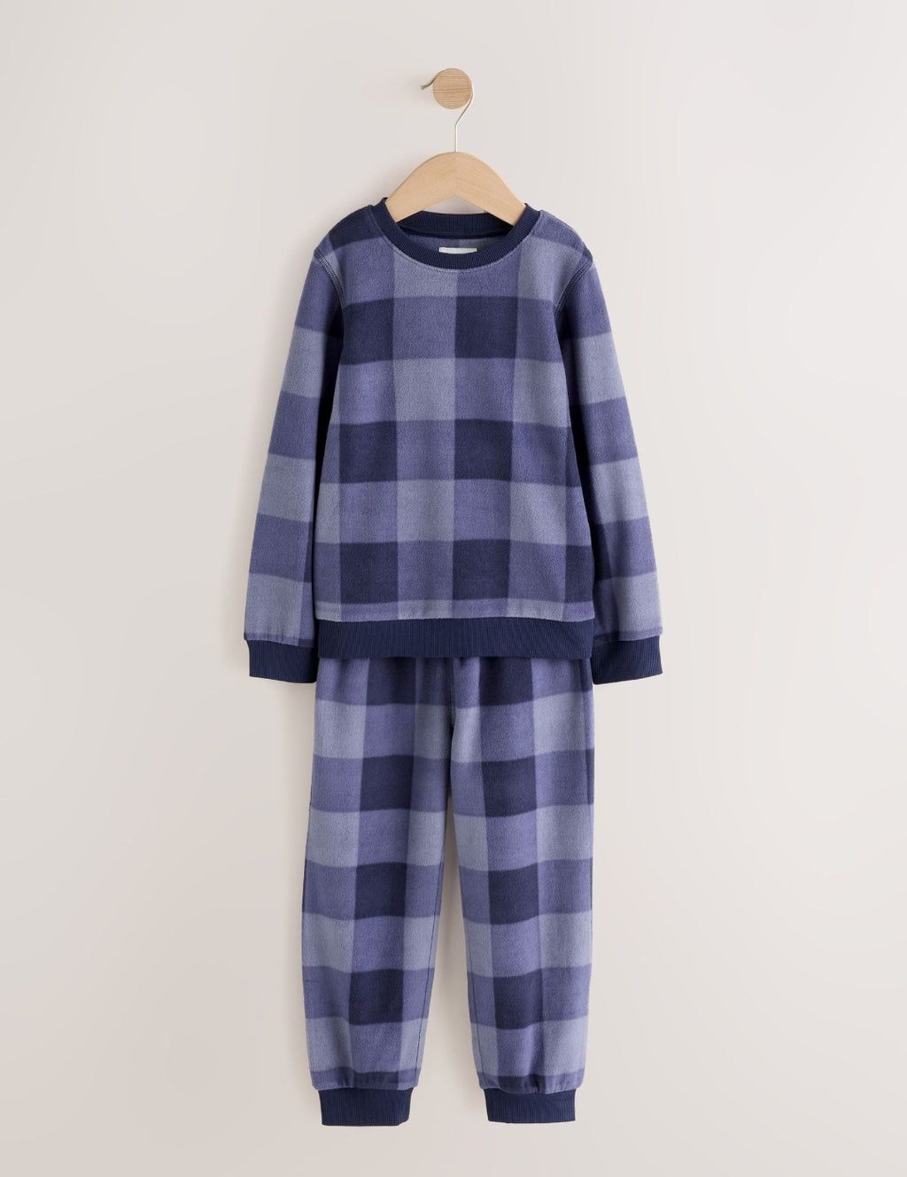 Blue Check Cosy Fleece Pyjamas Set