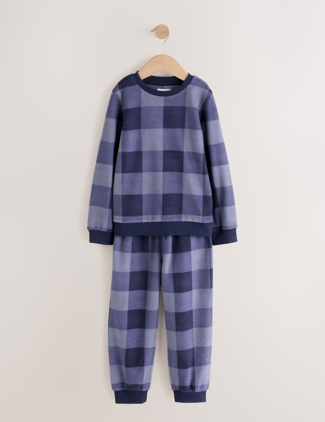 Blue Check Cosy Fleece Pyjamas Set