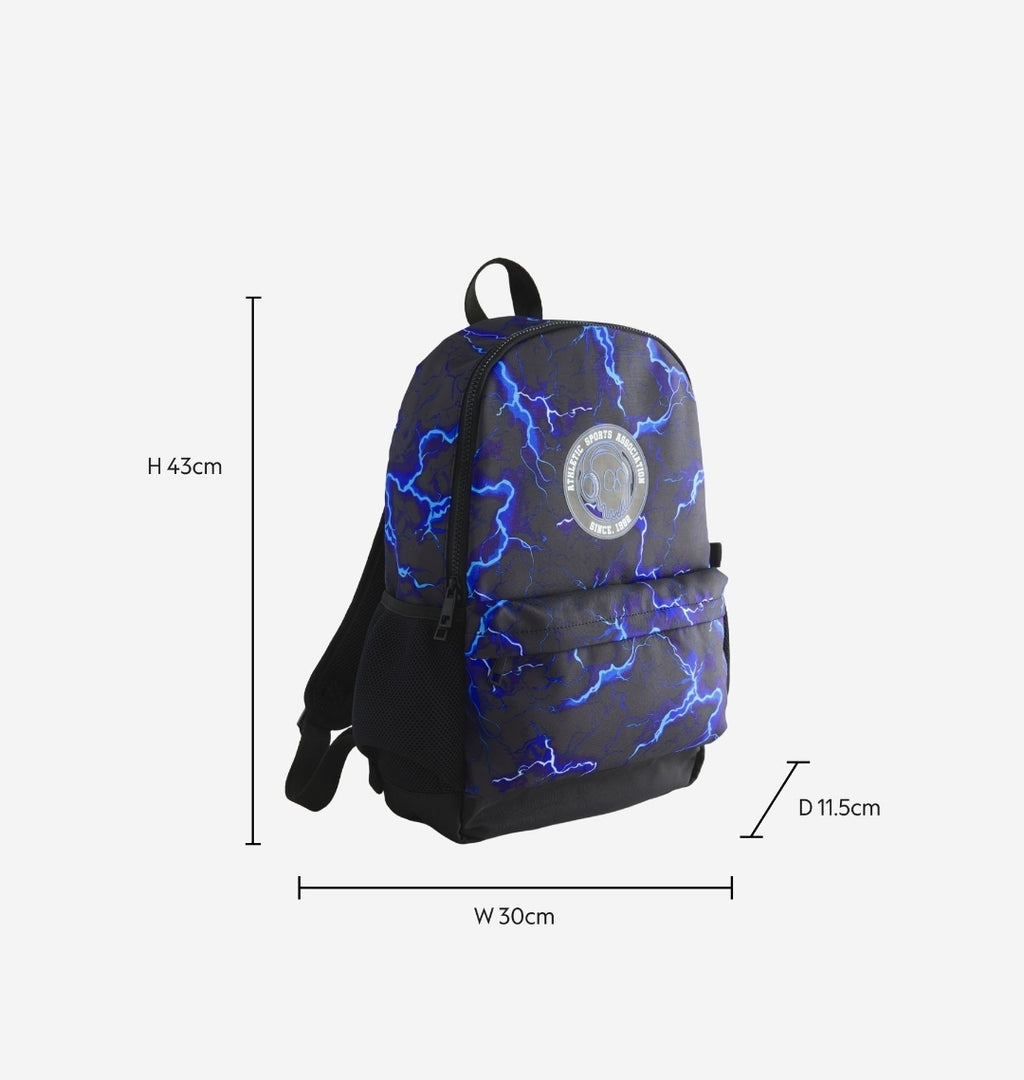 Blue/Black Lightning Print Backpack 16 inches