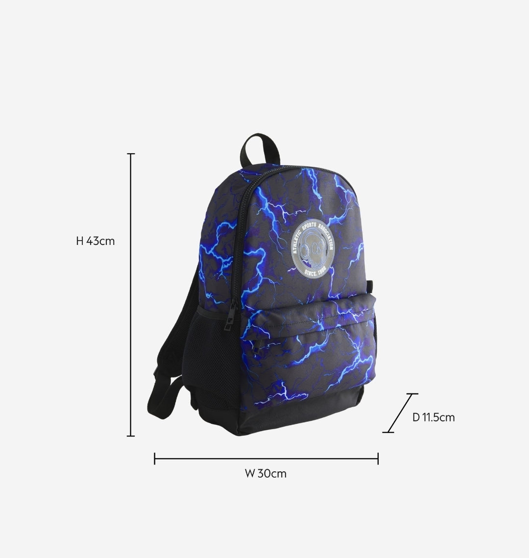 Blue/Black Lightning Print Backpack 16 inches