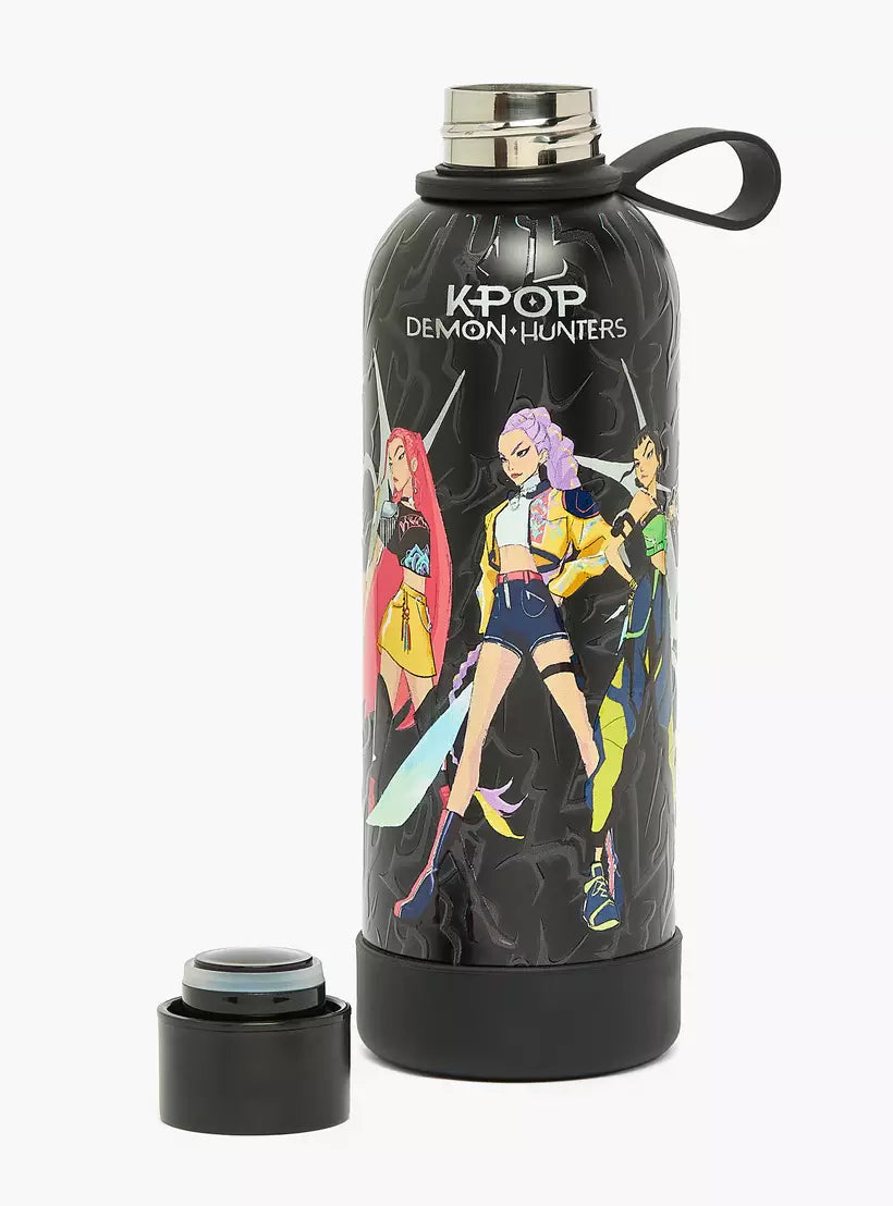 Netflix KPop Demon Hunters Print Stainless Steel Water Bottle with Wide Mouth and Carry Loop