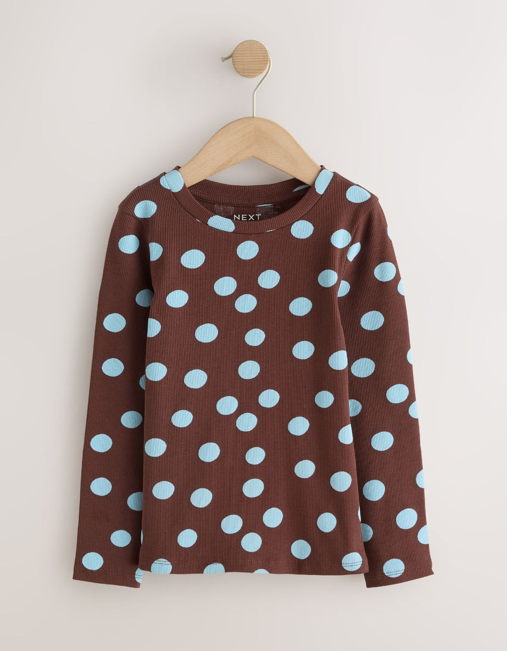 Chocolate Brown Spot Long Sleeve Ribbed T-Shirts 4 Pack