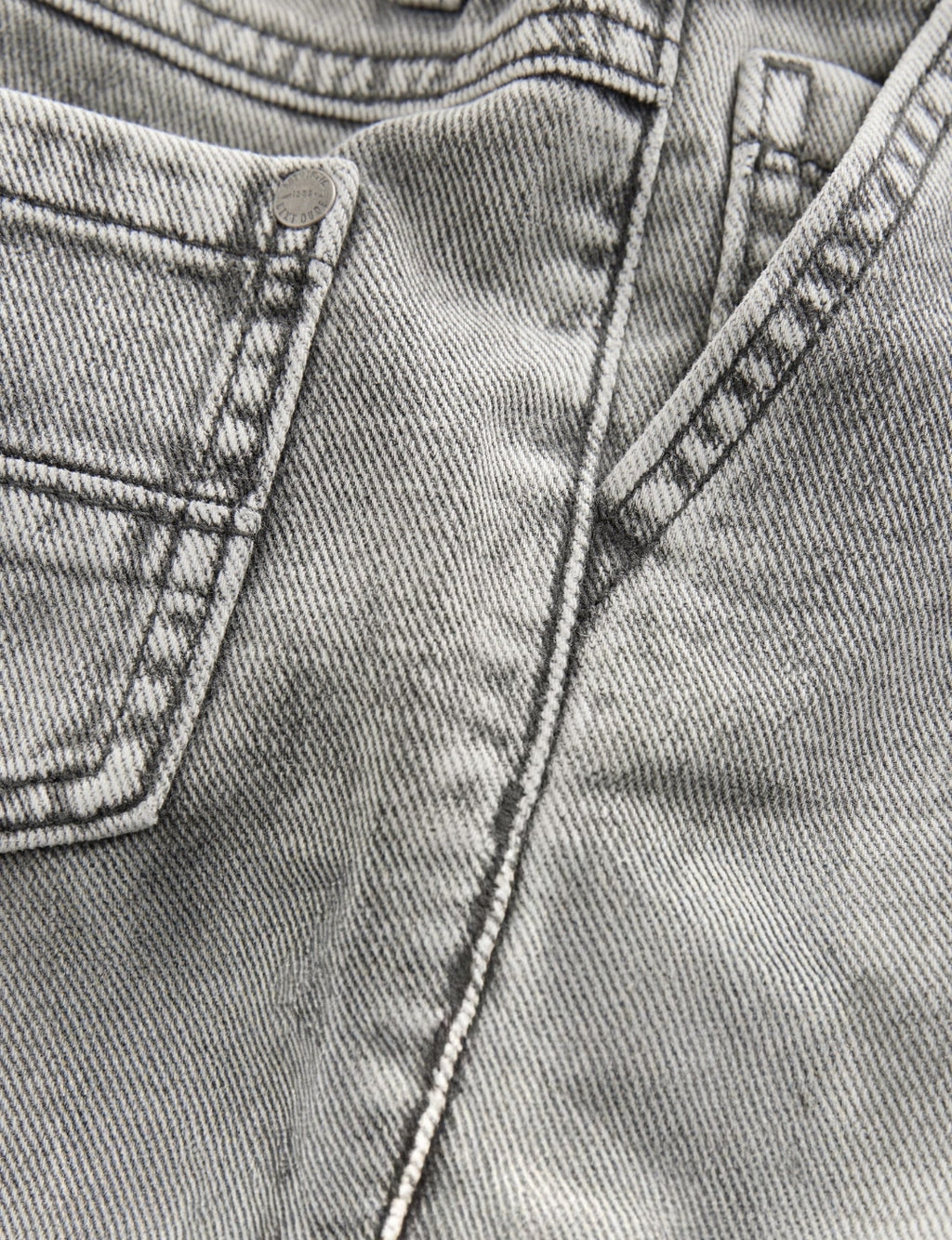 Grey Denim Loose Fit Pleat Front Jeans