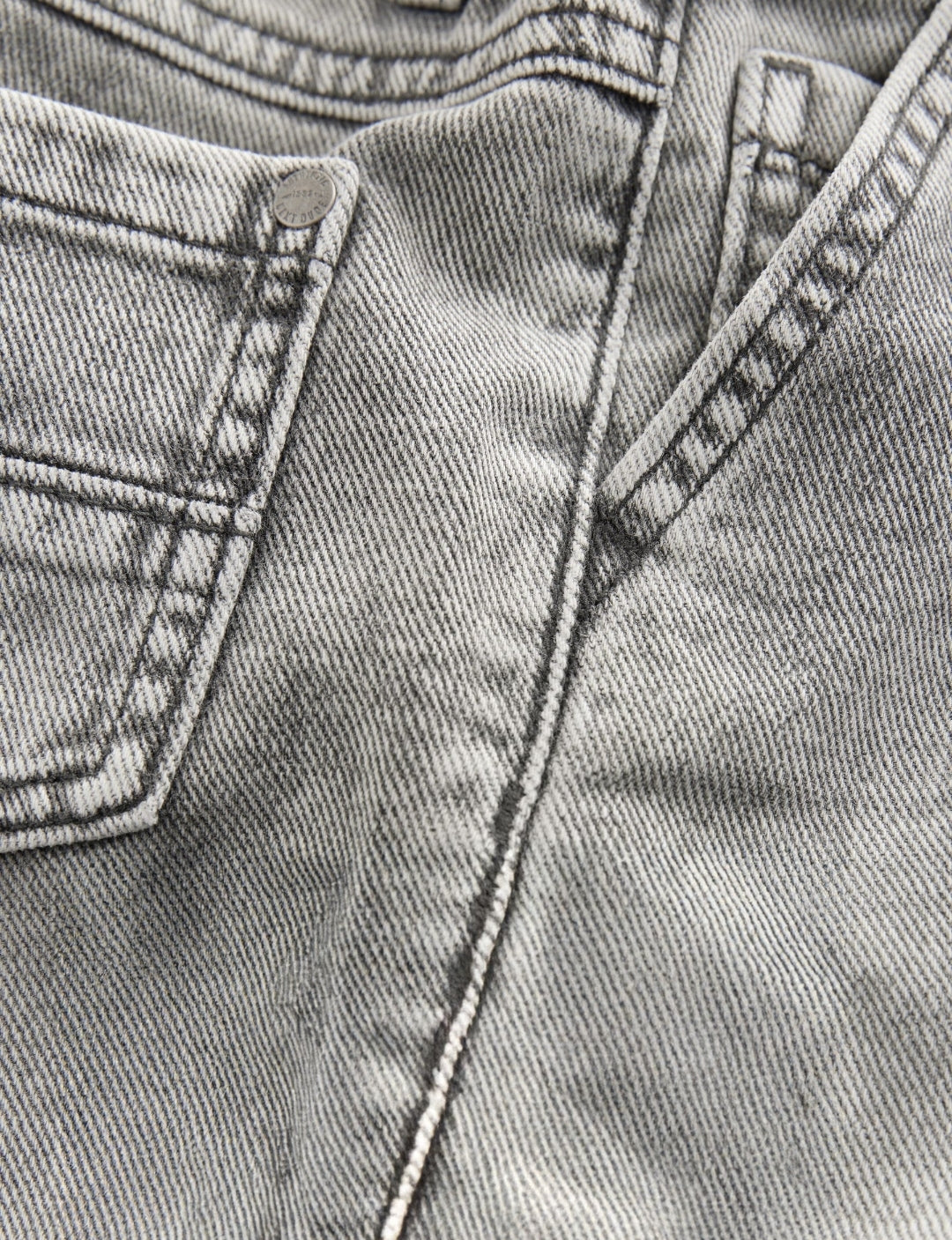 Grey Denim Loose Fit Pleat Front Jeans