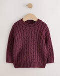 Plum Purple Cable Knit Crew Neck Jumper