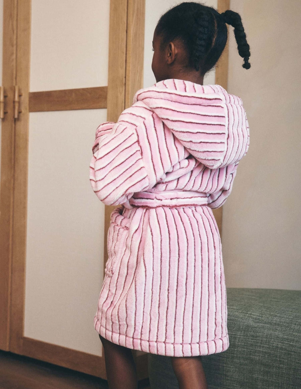 Pink/Cream Striped Fleece Dressing
Gown